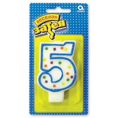 Свеча -цифра 5 7,6см.