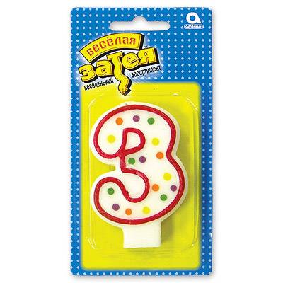 Свеча -цифра 3 7,6см.