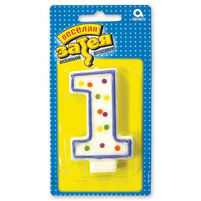 Свеча -цифра 1 7,6см.