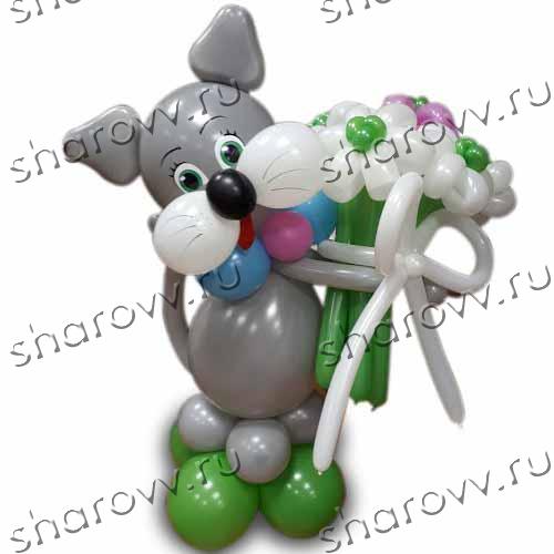 Фигура из шариков Кот с цветами