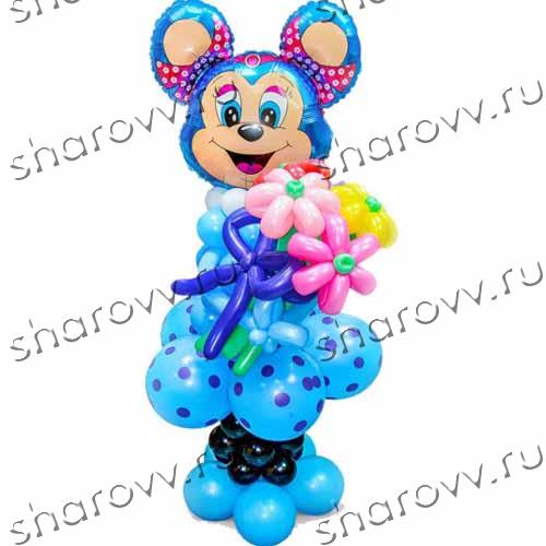 Фигура из шариков Лолимаус с цветами