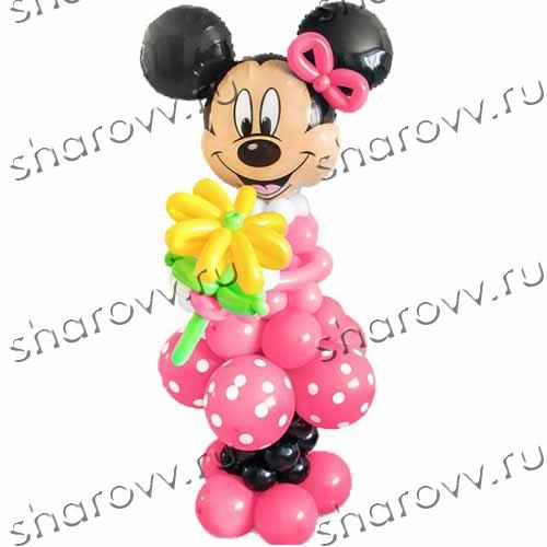 Фигура из шаров Минни с цветами