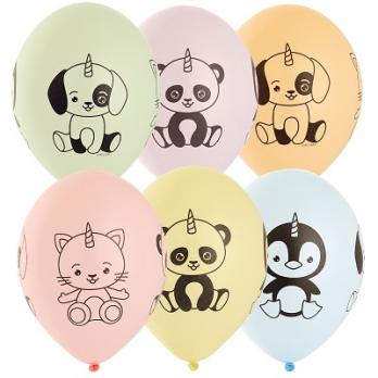 Шары латекс Зверята Единорожки