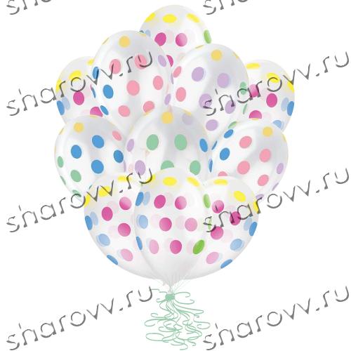Шары латекс "Горошек многоцв. крист."