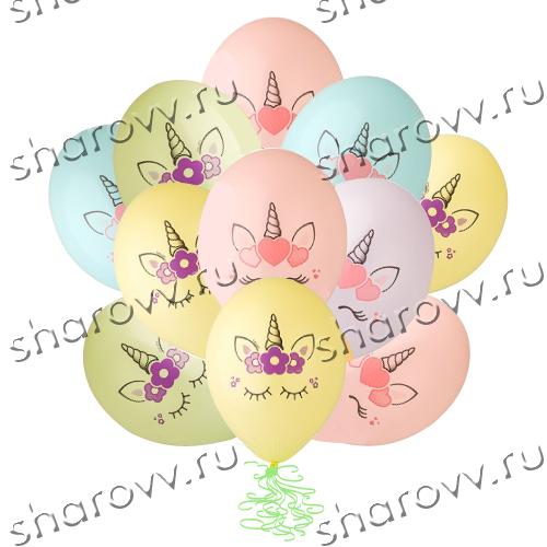 Шары латекс Единорог Голова 2цв.