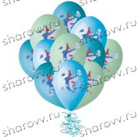 Шары латекс Акула 5цв.