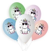 Шары латекс Единорог и звезды 5цв