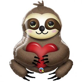 Шар фольга Ленивец с сердцем