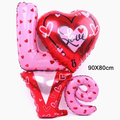 Шар фольга LOVE буквы сердечки