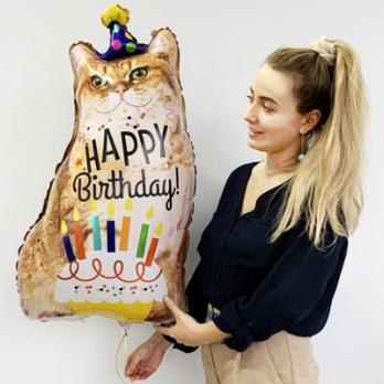 Шар фольга Кот Happy Birthday
