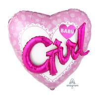 Шар фольга Baby Girl сердце розовое