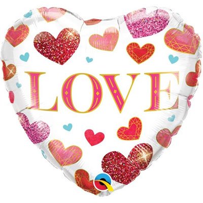 Шар фольга ILY Сердца драгоценные