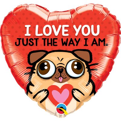 Шар фольга ILY Мопс с сердцем