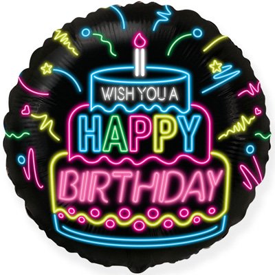 Шар фольга WISH YOU A HAPPY BIRTHDAY Неон