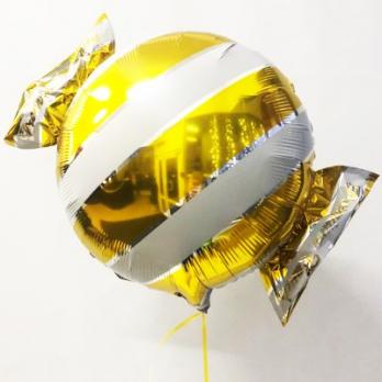 Шар фольга Конфета полоска желтая