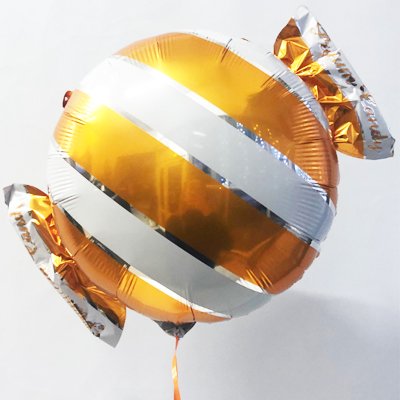 Шар фольга Конфета полоска оранжевая