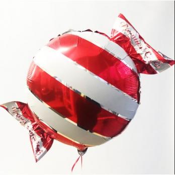 Шар фольга Конфета полоска красная
