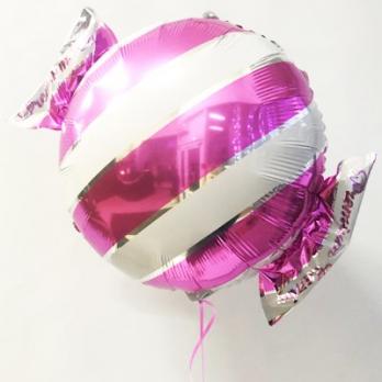 Шар фольга Конфета полоска розовая