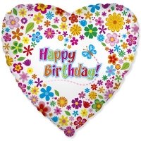 Шар фольга HB Цветы разноцветные