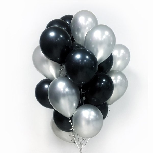 30 шаров серебро черный с обработкой