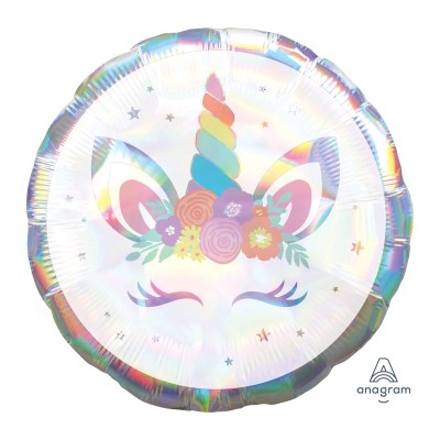 Шар круг фольга Единорог Спящий переливы