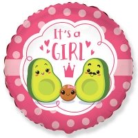 Шар круг фольга IT'S A GIRL Авокадо