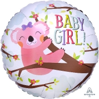 Шар круг фольга BABY GIRL коала