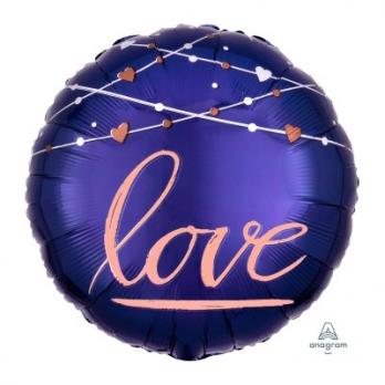 Шар круг фольга LOVE Синяя мистика