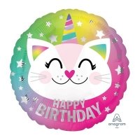 Шар круг фольга НВ Кот-Единорог