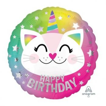 Шар круг фольга НВ Кот-Единорог