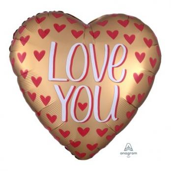 Шар сердце фольга ILY Сатин Gold