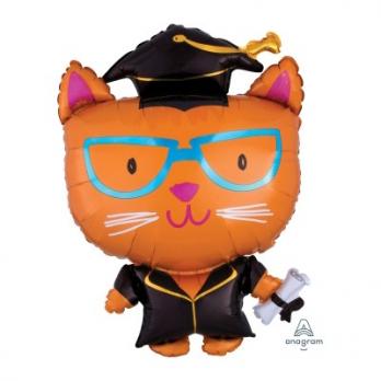 Шар фигура фольга Кот-Выпускник