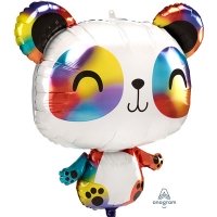 Шар фигура фольга Панда радужная