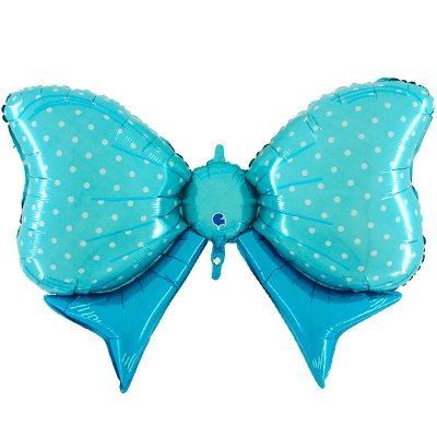 Шар фигура фольга Бант голубой 110см.