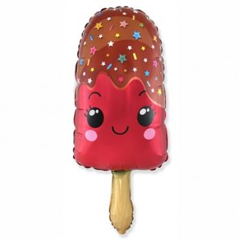 Шар фигура фольга Мороженое Эскимо красное
