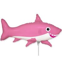 Шарик на палочке Акула веселая розовая