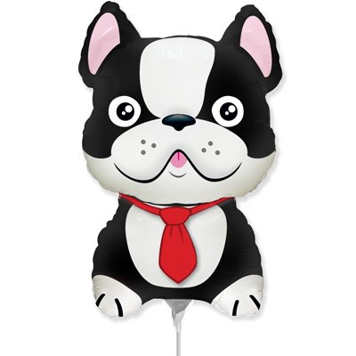 Шарик на палочке Бульдог черный