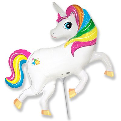 Шарик на палочке Единорог радужный