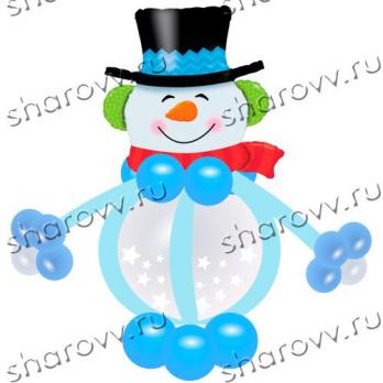 Фигура из шариков "Снеговик в шляпе"