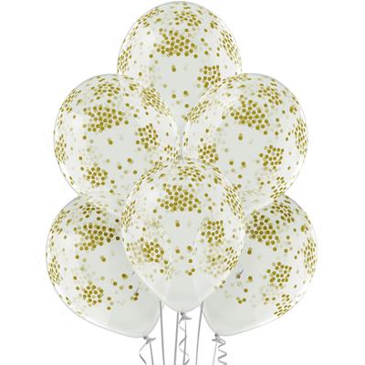 Шары латекс "Кружочки золотые (имитация конфетти)"