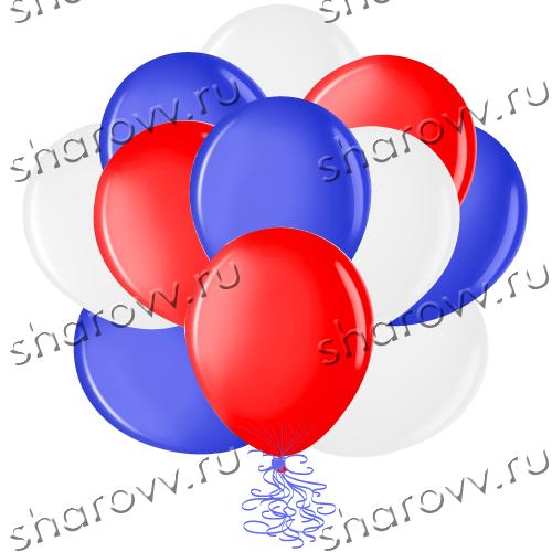 Шары латекс 35см. "Белый, синий, красный"