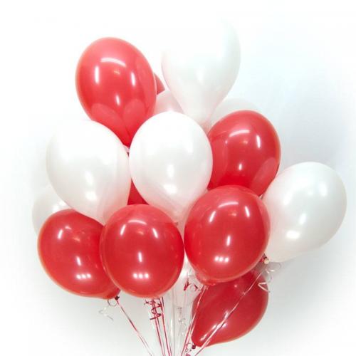Шары латекс 35см. "Белый, красный"