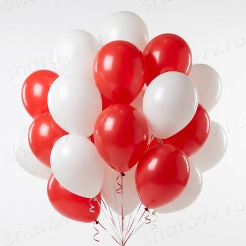 Шары латекс 35см. "Белый, красный"