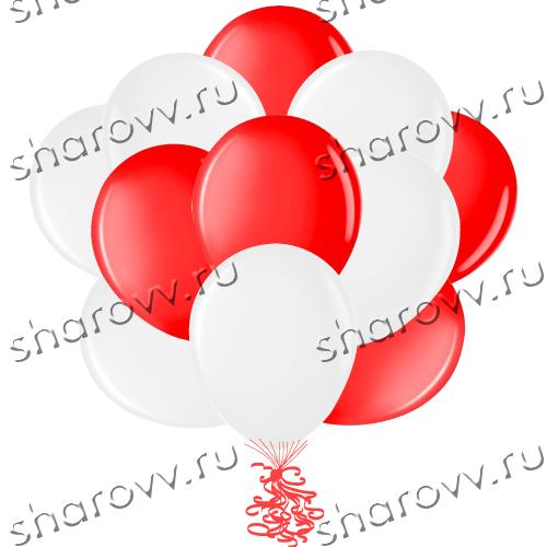 Шары латекс 35см. "Белый, красный"