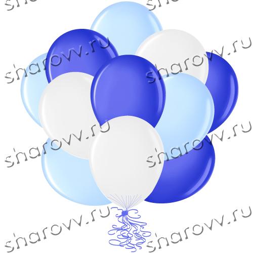 Шары латекс 35см. "Синий, белый, голубой"