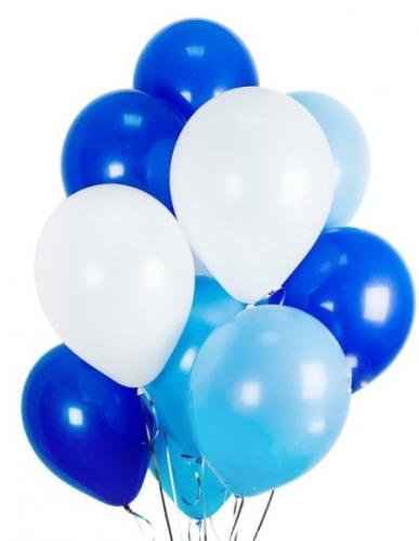 Шары латекс 35см. "Синий, белый, голубой"