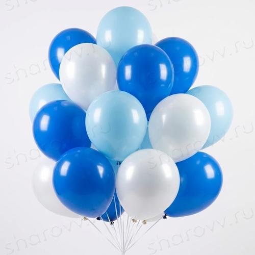 Шары латекс 35см. "Синий, белый, голубой"