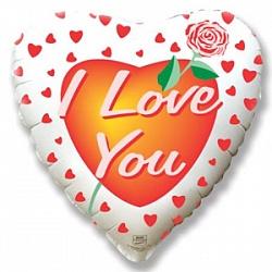 Шар сердце фольга Роза любви