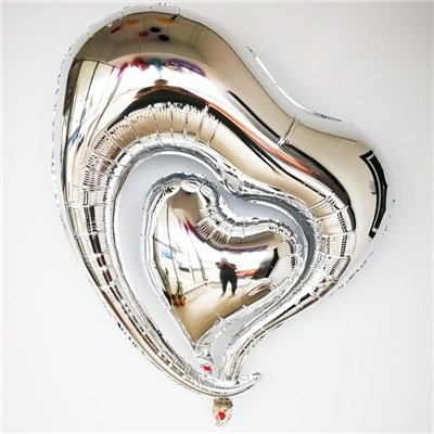 Шарик Сердце двойное Серебро