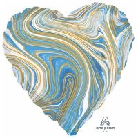 Шарик сердце Мрамор Синий